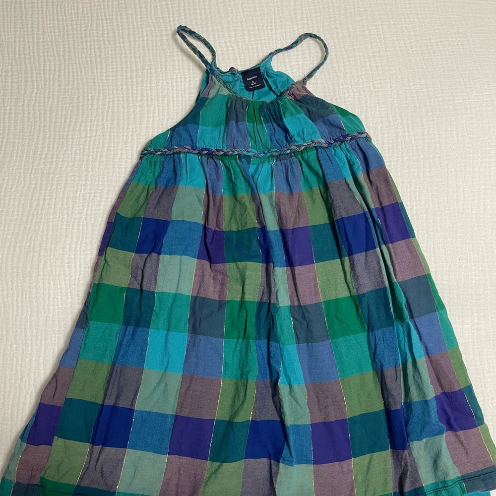 Plaid Sleeveless Sundress in Teal, Blue & Green